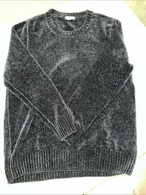 Women’s Chenille Crewneck Sweater - Black/Blue